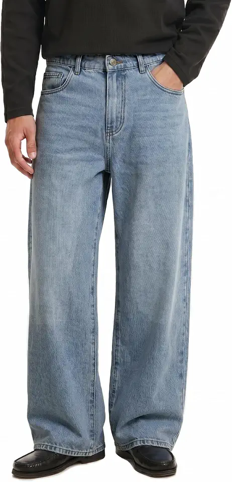 Comdecevis Men's Loose Fit Jeans Baggy Wide Leg Denim Pants for Casual Streetwear
