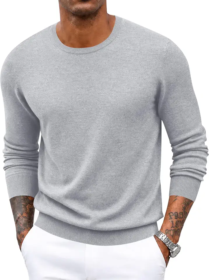 Poriff Men's Crewneck Sweater Wool Blend Knit Long Sleeve Pullover Sweaters
