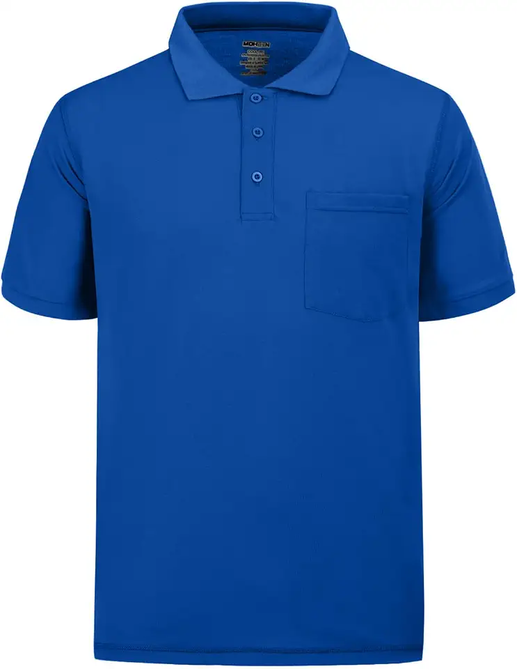 MOHEEN Men's Short Sleeve Polo Shirt Moisture Wicking Performance Dry Fit Golf Polo with Pocket