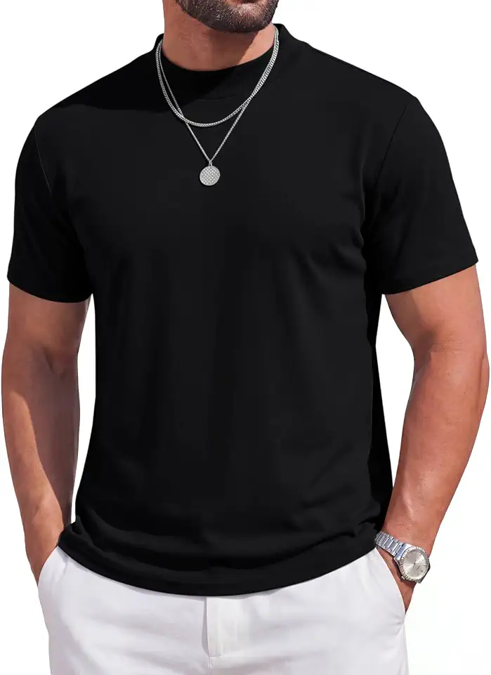 Men's Black Mock Neck T Shirt