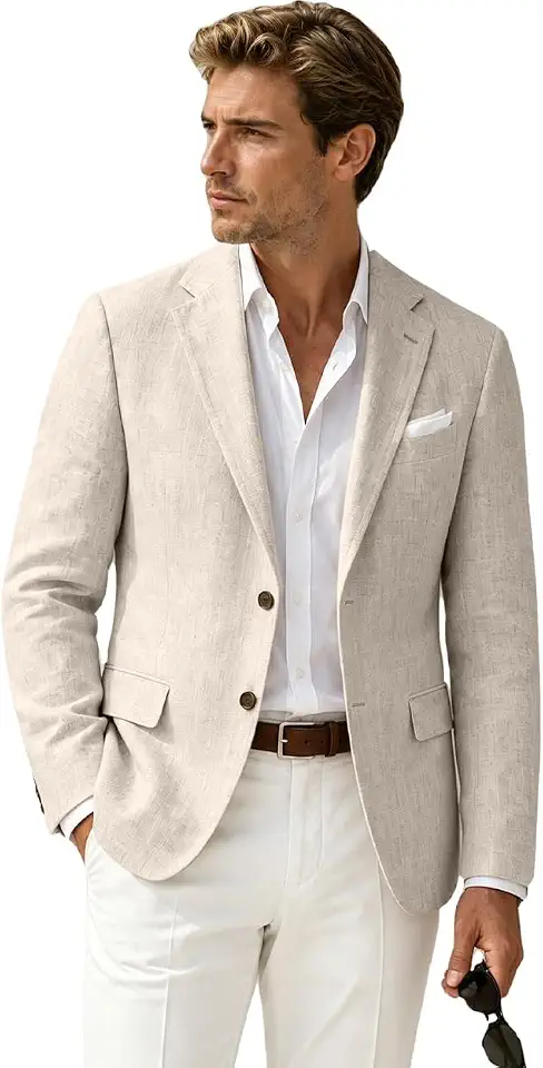 Global Recycled Standard Linen Men's Blazer Slim Fit Casual Sport Coats Jacket for Men