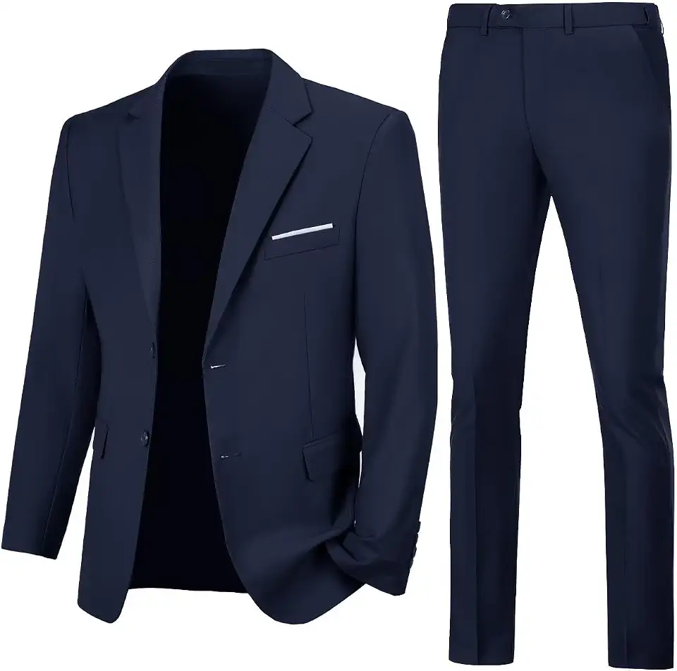 Global Recycled Standard Mens 2 Piece Suit Slim 2 Button Prom Suit Jacket Pants Tuxedo Set