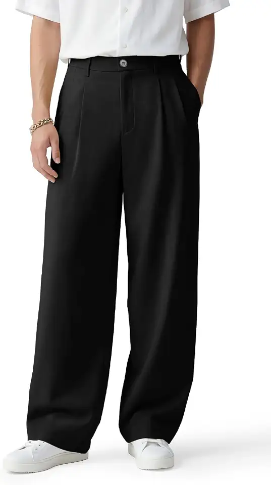 Global Recycled Standard Heyfanee Mens Casual Pants Loose Fit Slacks for Men with Belt Loops