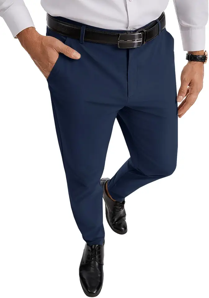 Runcati Mens Lightweight Dress Pants Slim Fit Stretch Skinny Slacks Casual Tapered Chinos Work Pant Trousers