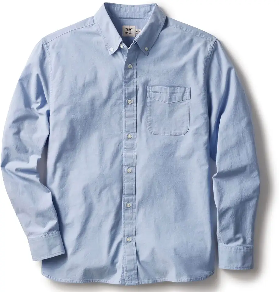 Huckberry Flint and Tinder Men's Classic Oxford Draftsmen Button Down Shirt- Stretch Fabric- Button Down Shirts for Men