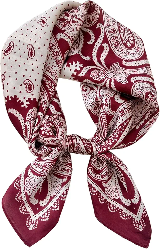 Silk Like Neck Scarf for Men/Women-27'' Square Fashion Satin Bandana Head Scarves Neckerchief Accessories