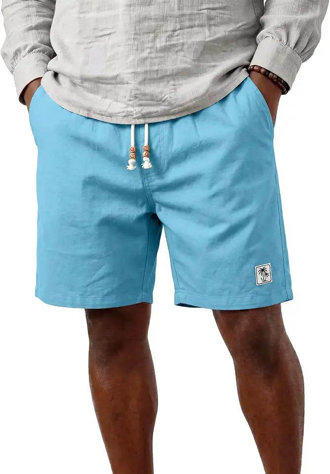 Men's Sky Blue Tailored Linen Shorts