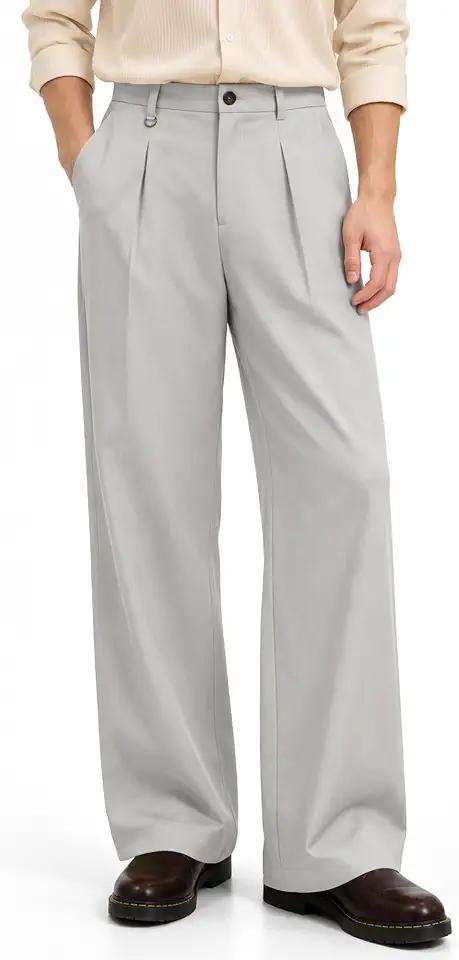 ZKMAN Men's Wide Leg Pleated Dress Pants Drawstring Elastic Waist Slacks