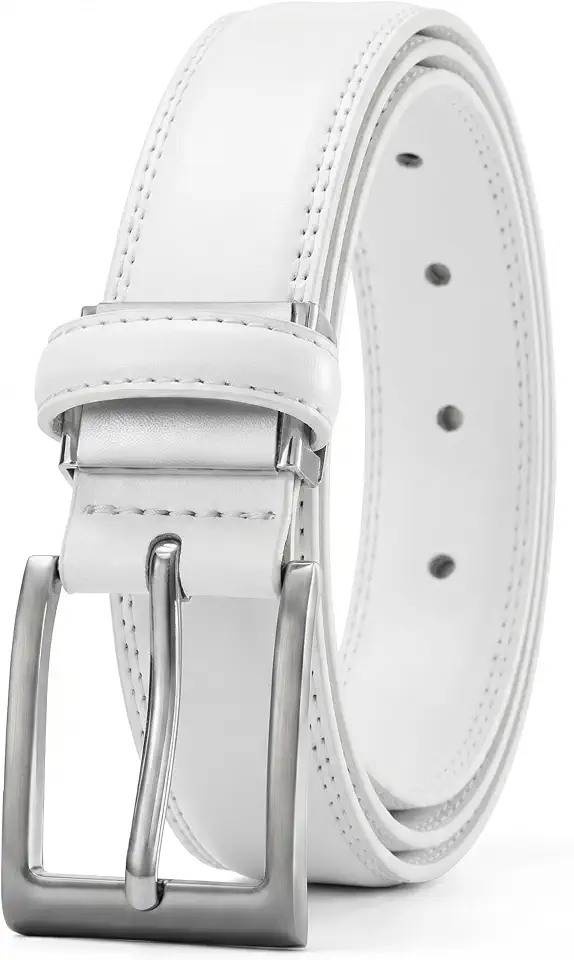 maikun Mens Black Leather Belt, Casual Dress Belt with Adjustable Buckle | Mens Belt for Jeans Office Business