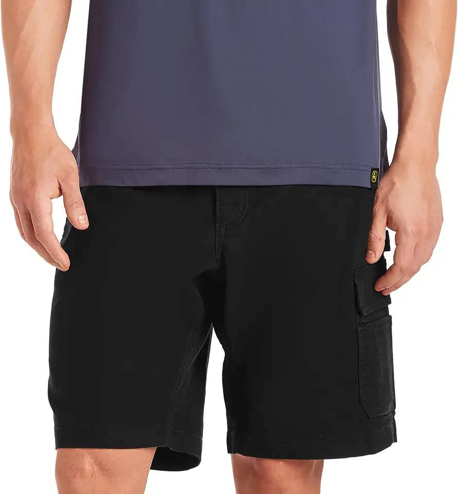 Men's Stretch Canvas Cargo Carpenter Short, Relaxed Fit, Triple-Needle Stitched, Stain Resistant, Hammer Loop, Media Pocket