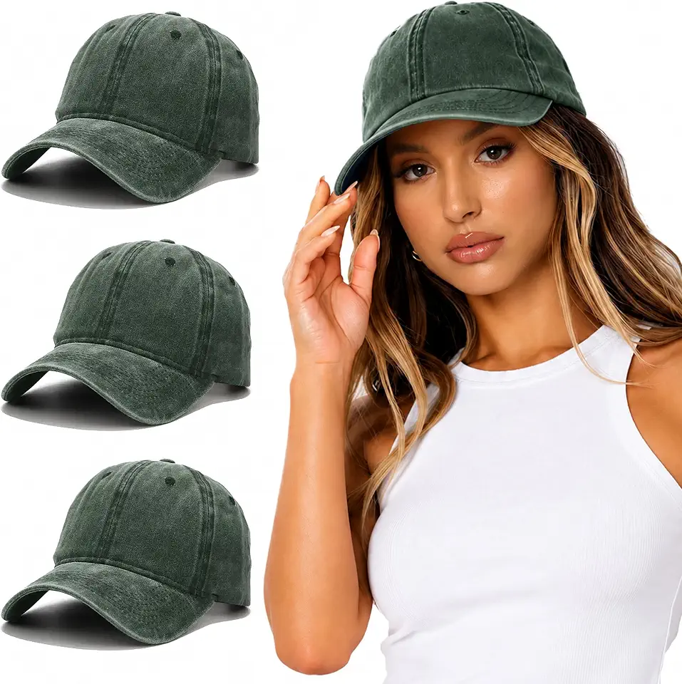 3 Pieces Vintage Washed Cotton Baseball Cap – Unisex Soft Unstructured Dad Hat for Men Women