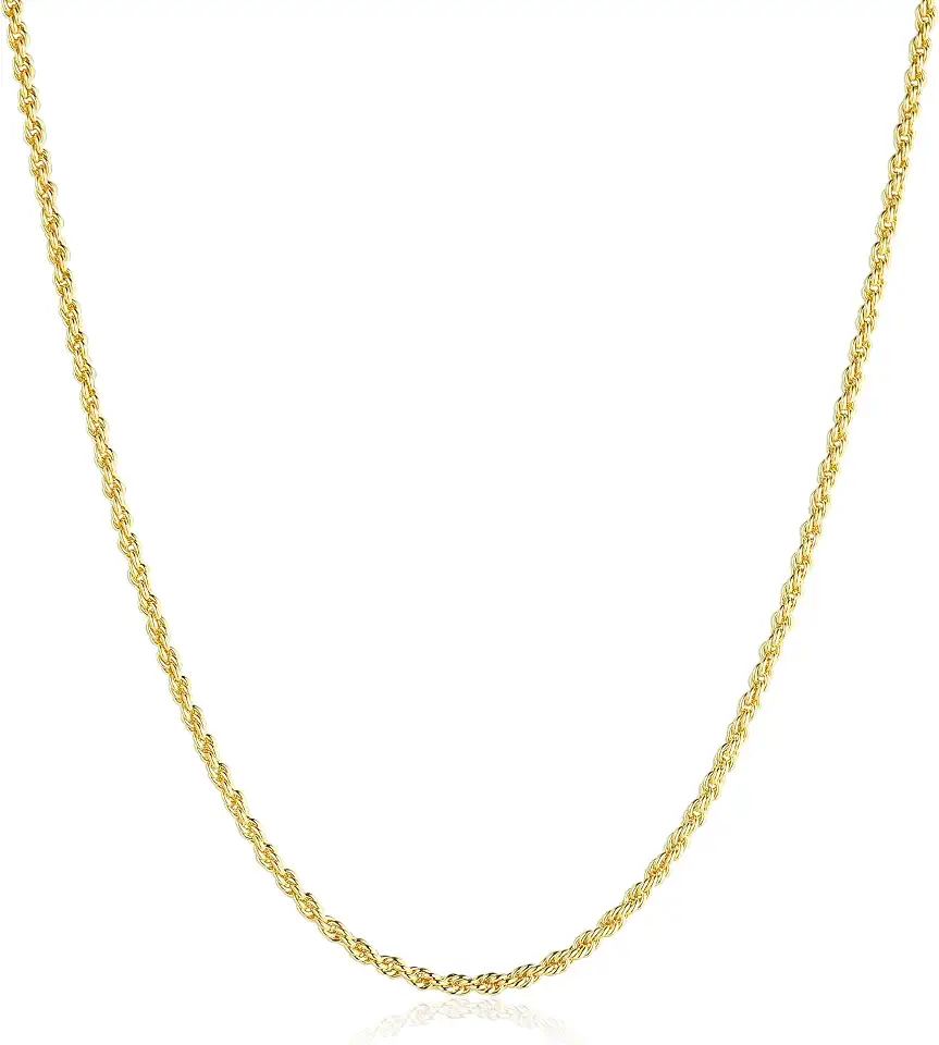 2.5mm Gold Rope Chain Necklace for Men & Women, 14K Gold Rope Chains Necklace Diamond-Cut Braided, Dainty Stackable Layering Jewelry, Tarnish Resistant Classic Luxury Gift for Her Size 18/20/22/24in