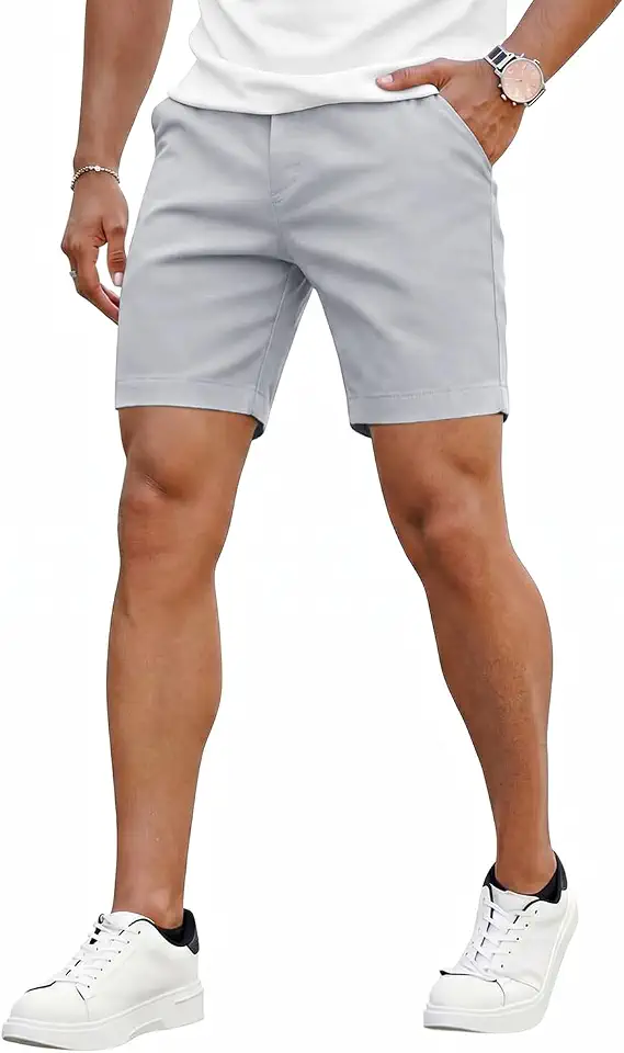 Global Recycled Standard GINGTTO Mens Slim Fit Shorts 7" 9" Inseam Stretch Chinos Skinny Tapered Leg