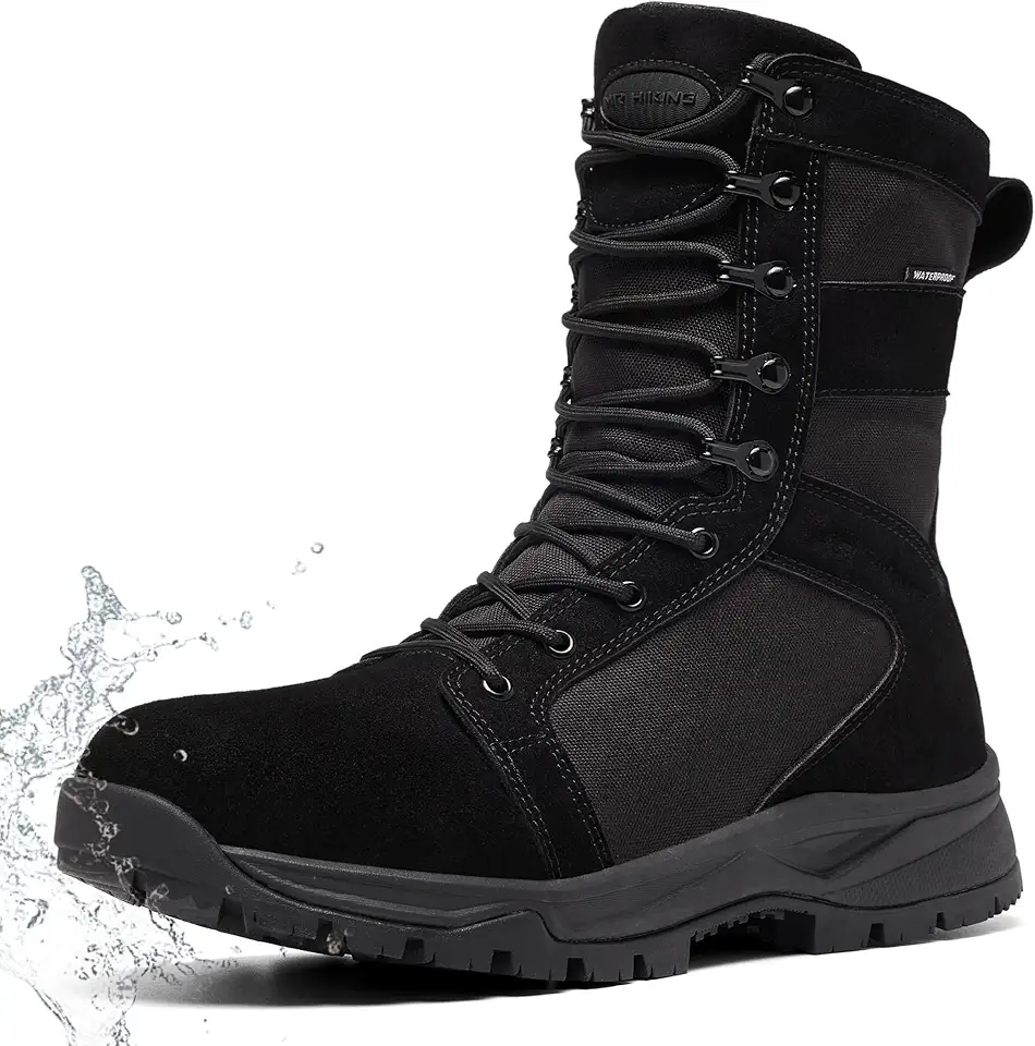 Men's Military Tactical Boots Waterproof Non-Slip Suede Breathable 8 inch Lightweight Combat Boots