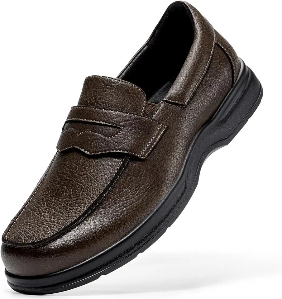 FitVille Slip-on Dress Shoes for Men Wide Width Penny Loafers