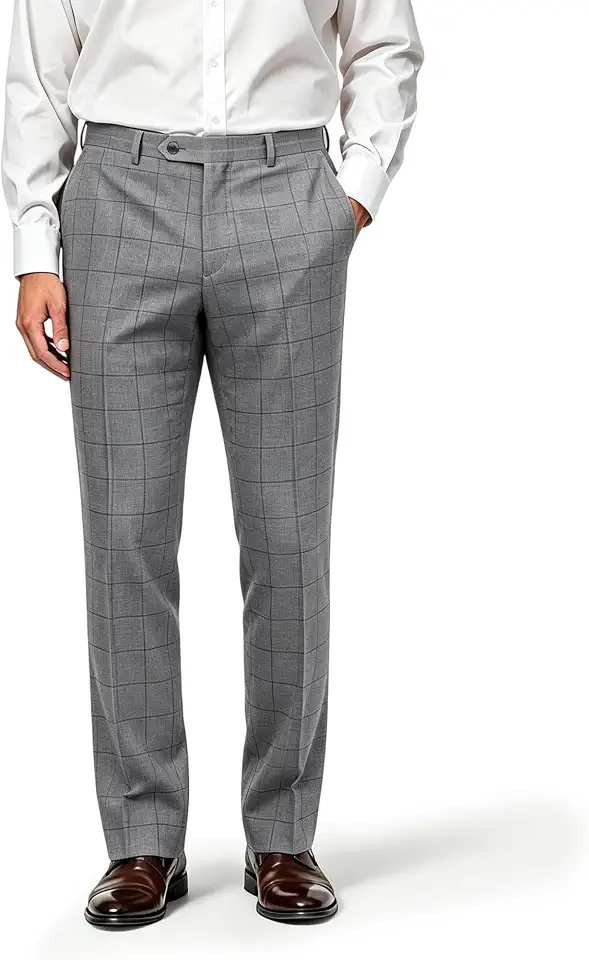 Mens Dress Pants Classic Fit Wrinkle-Free Expandable Waist Slacks