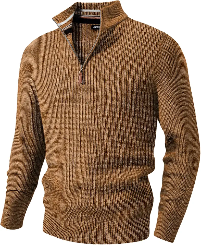 Global Recycled Standard JMIERR Mens Quarter Zip Pullover Textured Knit Sweater