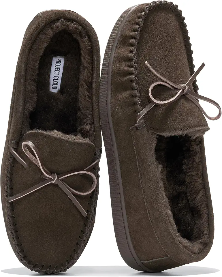PROJECT CLOUD Mens Loafers 100% Genuine Leather Slippers for Men Moccasins