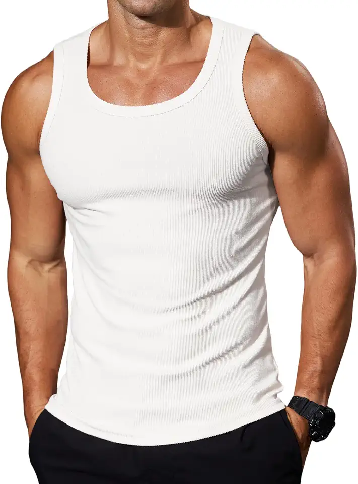 Comdecevis Men's Ribbed Muscle Tank Tops