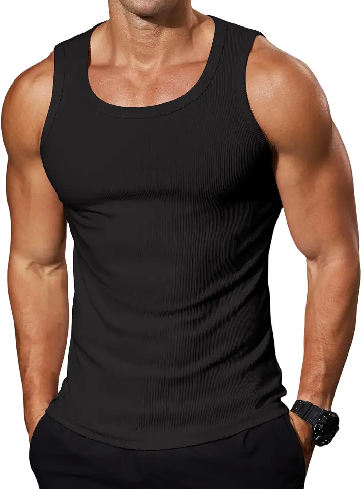 Comdecevis Men's Ribbed Muscle Tank Tops
