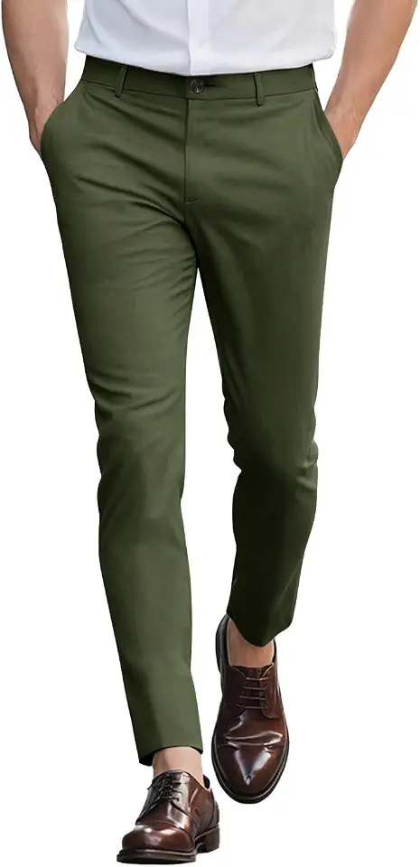 GINGTTO Mens Dress Pants Slim Fit Stretch Flat Front Chino