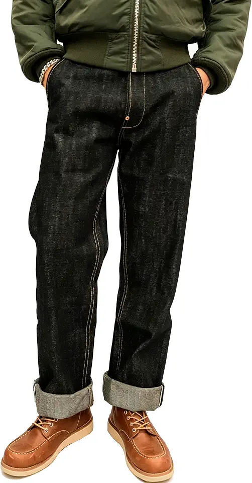Red Tornado Men 18oz Raw Selvedge Jeans Loose Straight Wide Leg Denim Pants