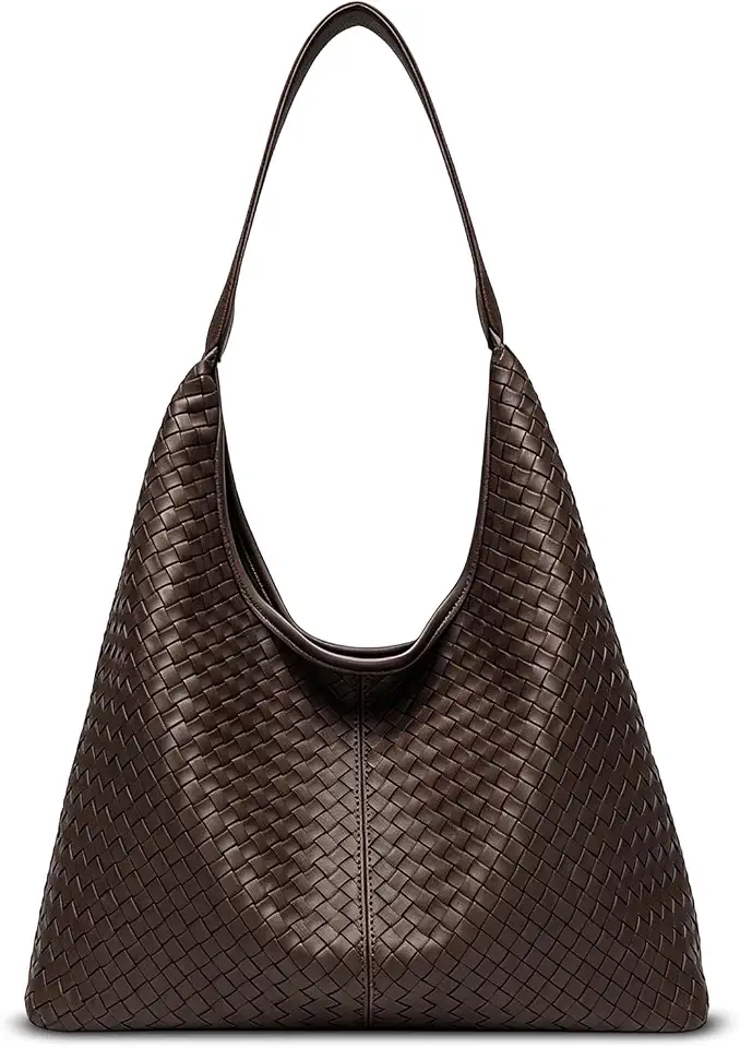 Men's Brown Woven Leather Tote Bag