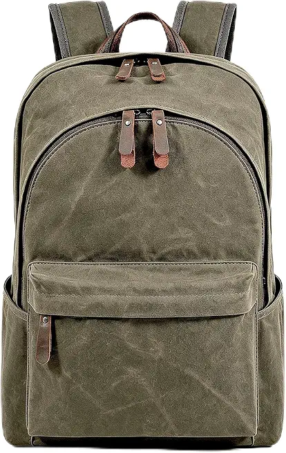 Men's Olive Waxed Canvas Backpack