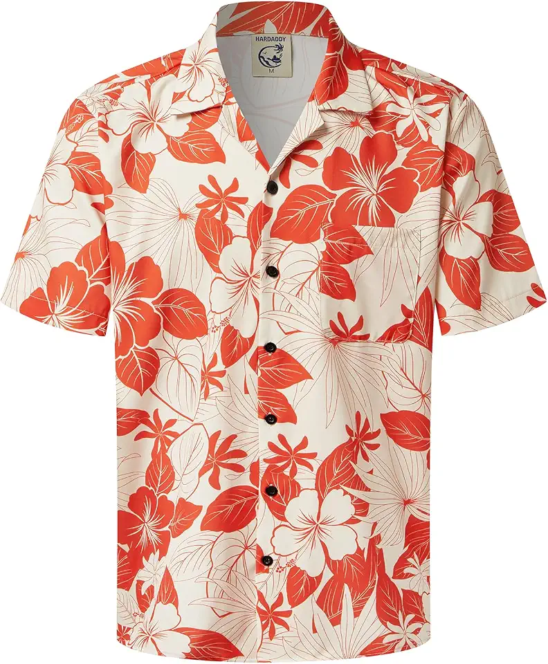 Hardaddy Men's Camp Collar Retro Vintage Bowling Button Down Shirt with Pocket Casual Short Sleeve Beach Shirts Summer
