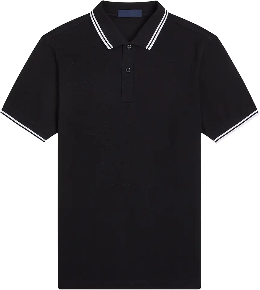 Men's Classic Pique Polo Shirt Twin Tipped Short Sleeve Slim Fit Golf