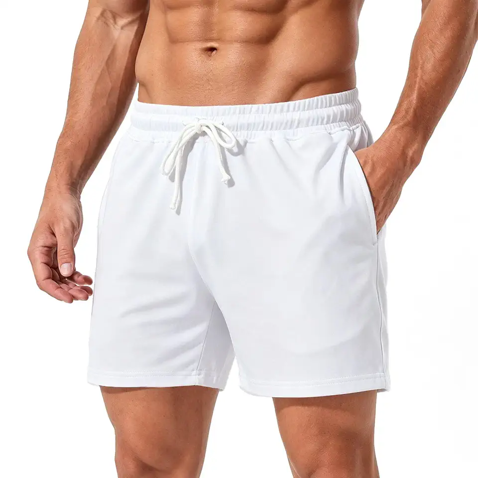 Mens Cotton Sweat Shorts 5 Inch Workout Athletic Gym with Pockets