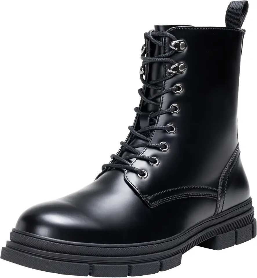 Men's Black Leather Lace Up Boots