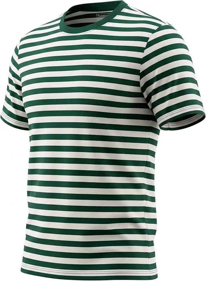 Mens Striped Shirt Short Sleeve Cotton Tee