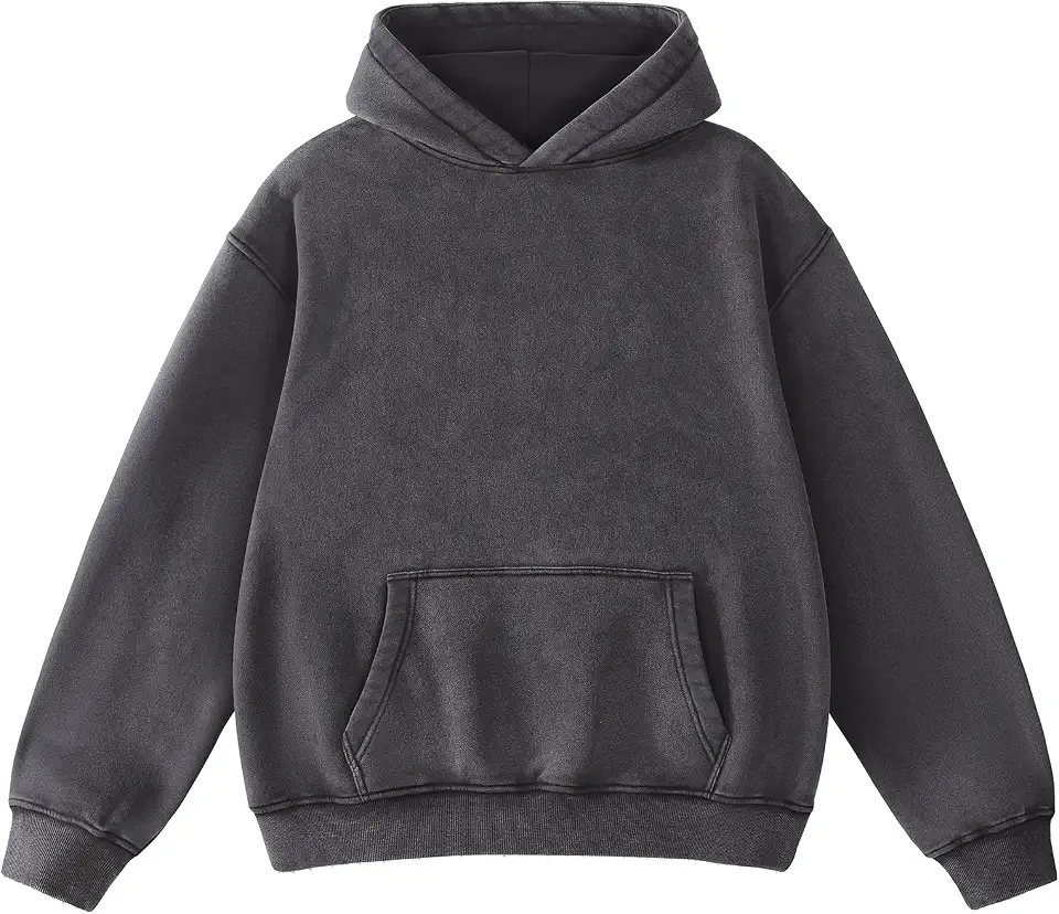 FAIABLE Mens Hoodies Oversized Unisex Acid Wash Hoodie Heavyweight Fleece Vintage Cotton Sweatshirt Men Women Streetwear