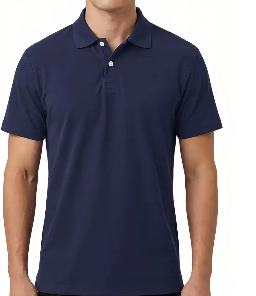 Men's Navy Blue Terry Cloth Polo Shirt