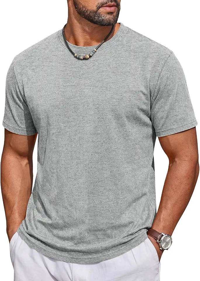 Runcati Mens Short Sleeve T-Shirts Vintage Acid Wash Crewneck Casual Cotton Shirt Summer Basic Tee Tops