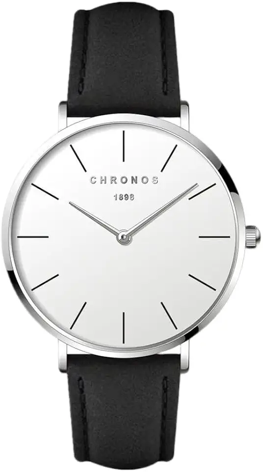 Men's Silver Minimalist Watch Black Strap