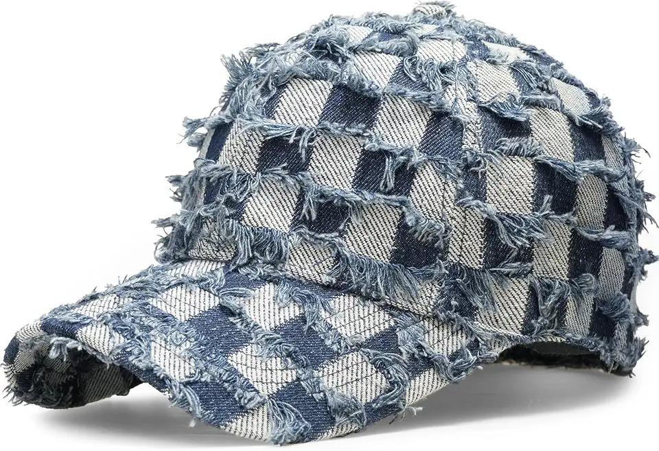 Denim Baseball Cap for Men Women Vintage Distressed Dad Hat Adjustable