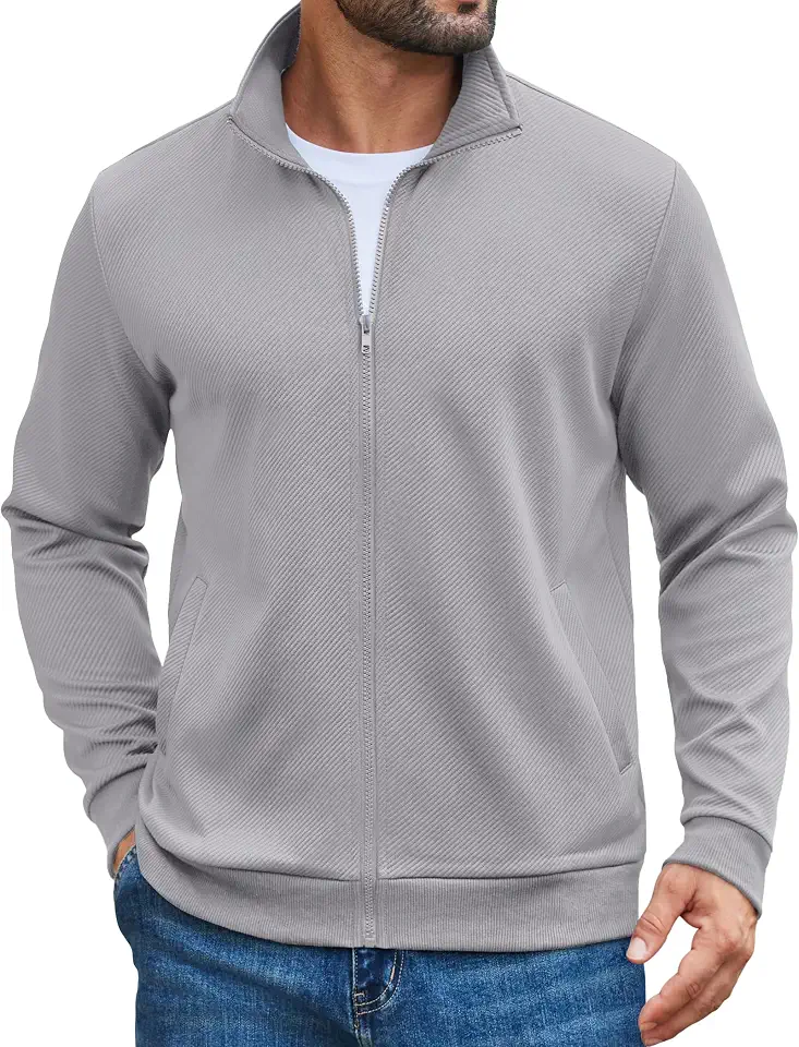 COOFANDY Mens Zip Up Sweatshirt Casual Lightweight Jackets Full Zip Sweater