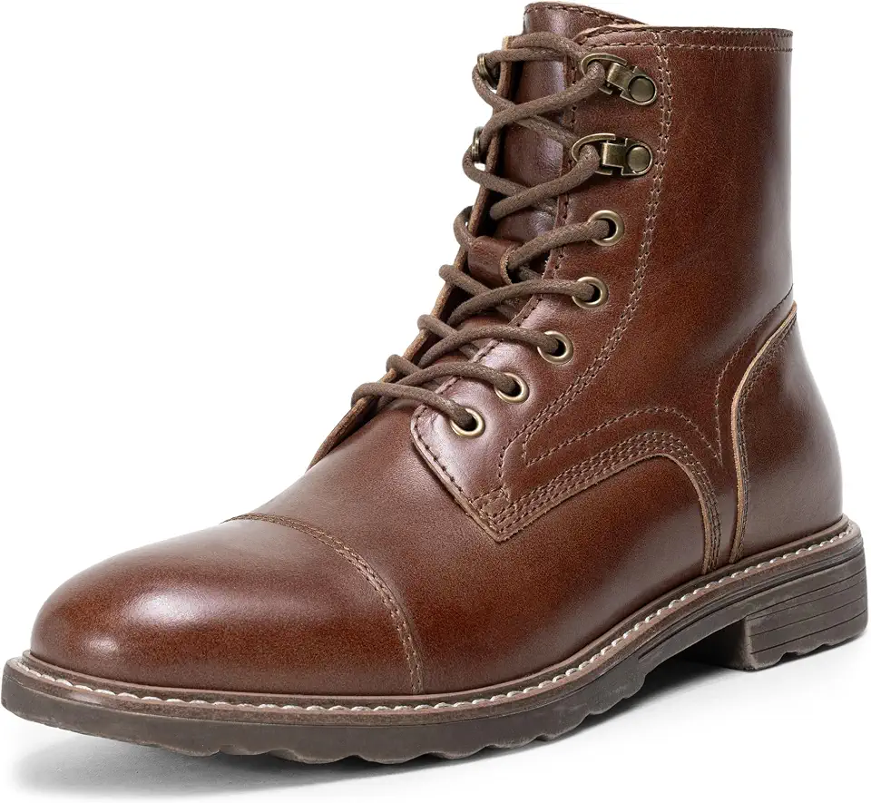 Vostey Mens Dress Boots Leather Cap toe Ankle Boots with Zipper