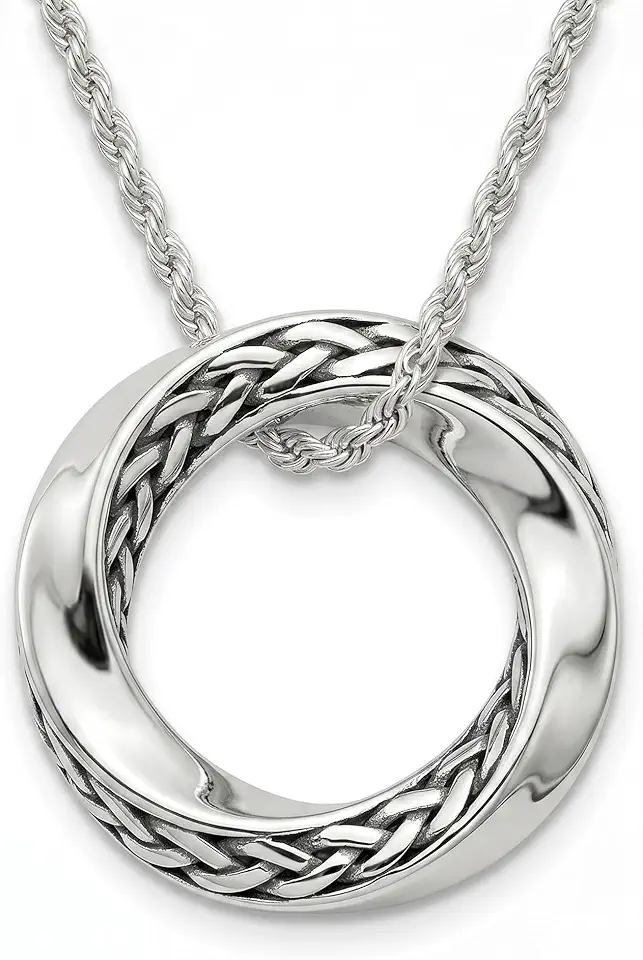 Möbius Strip Men's Necklace 925 Sterling Silver Pendant with Stainless Steel Chain Jewelry for Men