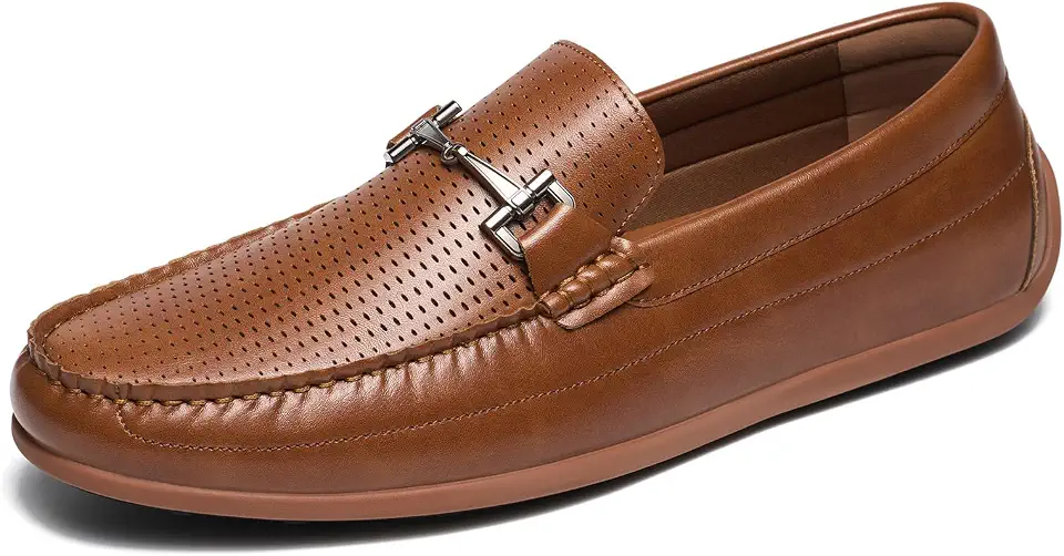 Men's Cognac Brown Leather Horsebit Loafers