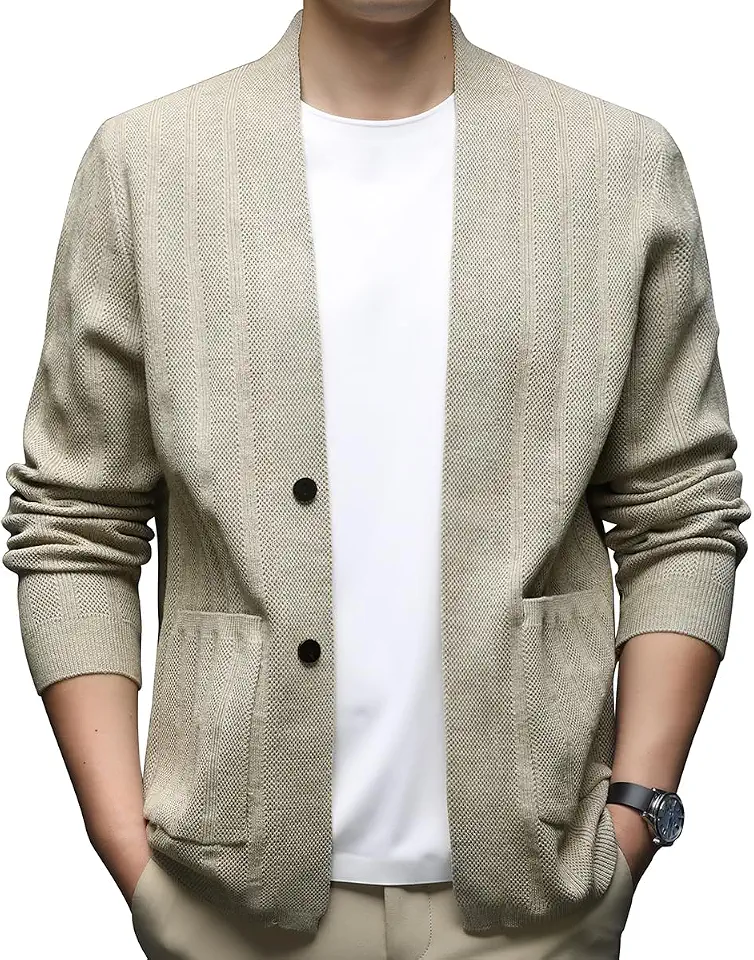 Men's Casual Shawl Collar Cardigan Sweater Long Sleeve Knitwear with Pockets