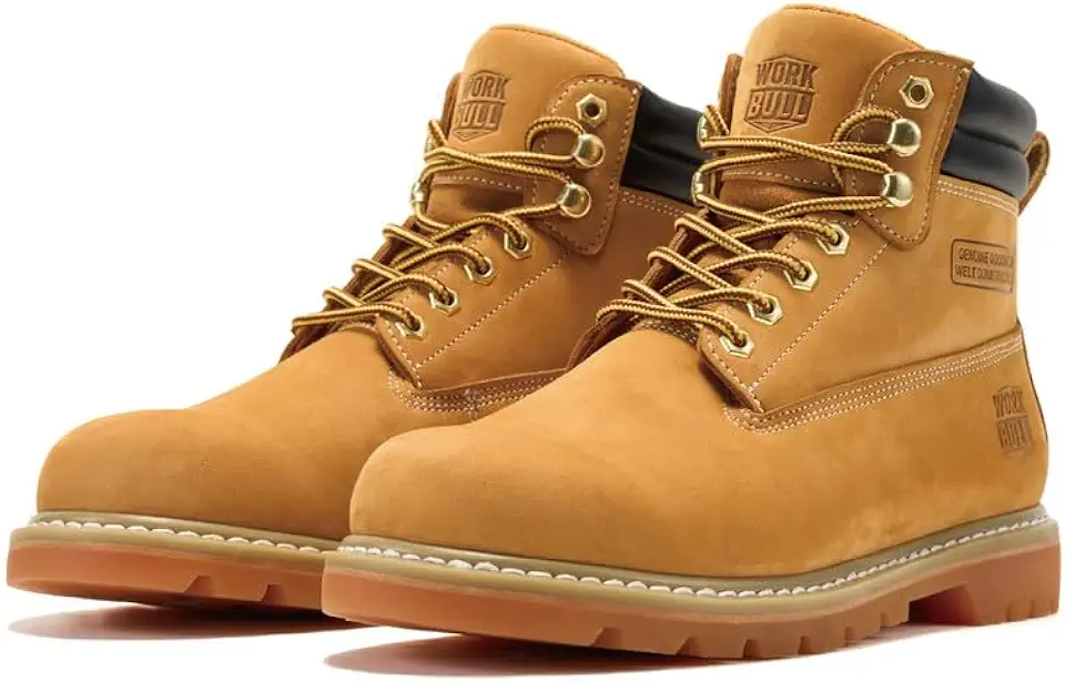 Work Boots for Men Soft Toe Non Slip Comfortable Leather Workboots