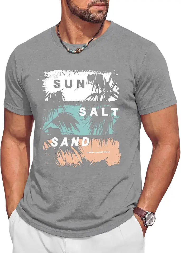Runcati Mens Short Sleeve Crewneck Graphic Printed Casual T-Shirts