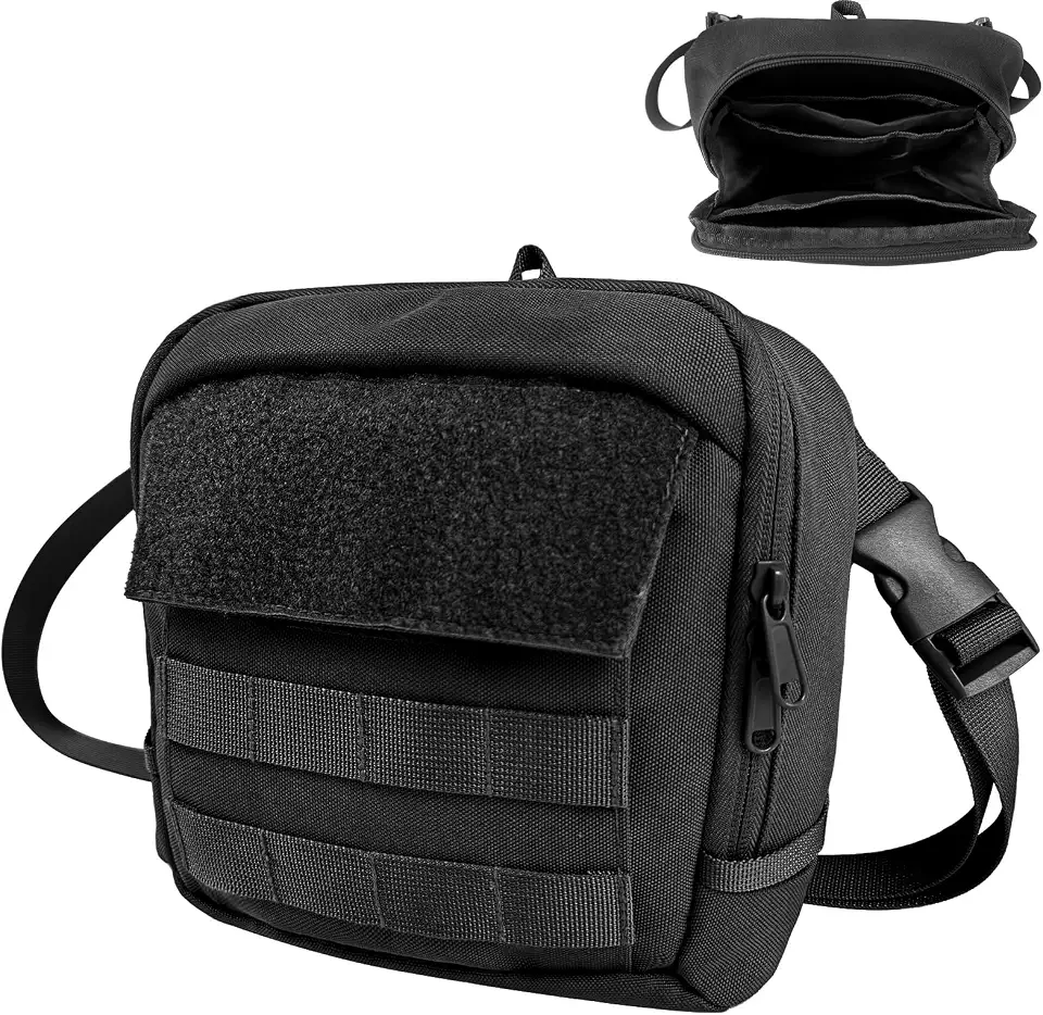 Small Tactical Messenger Bag for Men, 8.5" Shoulder Sling Waist Carry Black