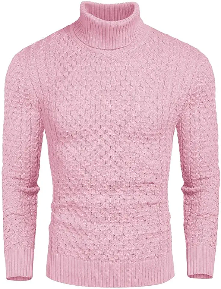 COOFANDY Men's Slim Fit Turtleneck Sweater Casual Cotton Knitted Pullover