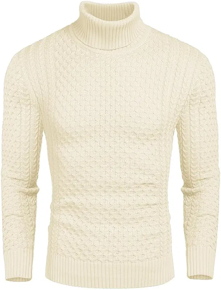 COOFANDY Men's Slim Fit Turtleneck Sweater Casual Knitted Pullover Sweaters