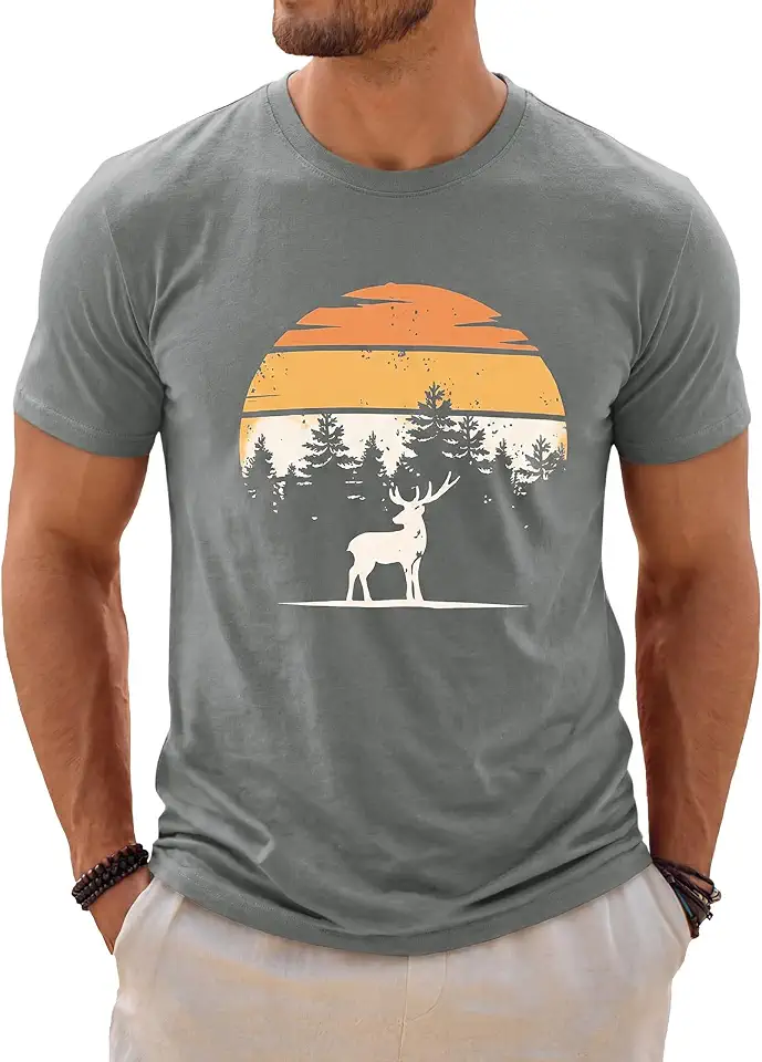 Runcati Mens Graphic Tees Short Sleeve T-Shirts Summer Beach Hawaiian Tops