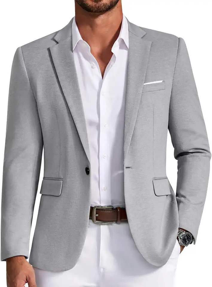 COOFANDY Mens Blazer Business Casual One Button Lightweight Sport Coat Solid Knit Suit Jacket